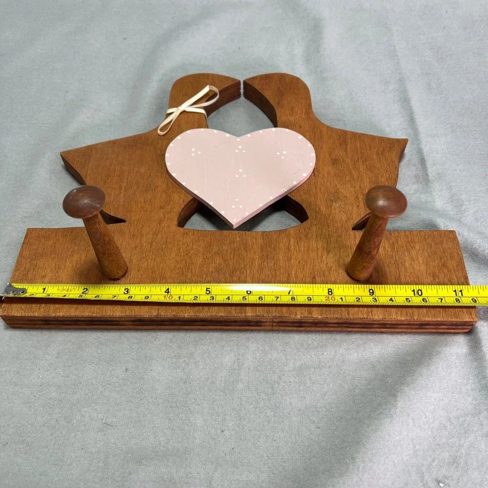 Wood Hanging Wall Hooks Kissing Ducks 80s Vintage Rustic Farmhouse Cottagecore
